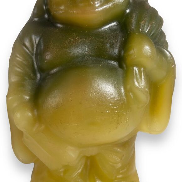 Vintage Japan 7 in Handcrafted Laughing Buddha Hotei Luck Bringing Brown Candle - Picture 8 of 11